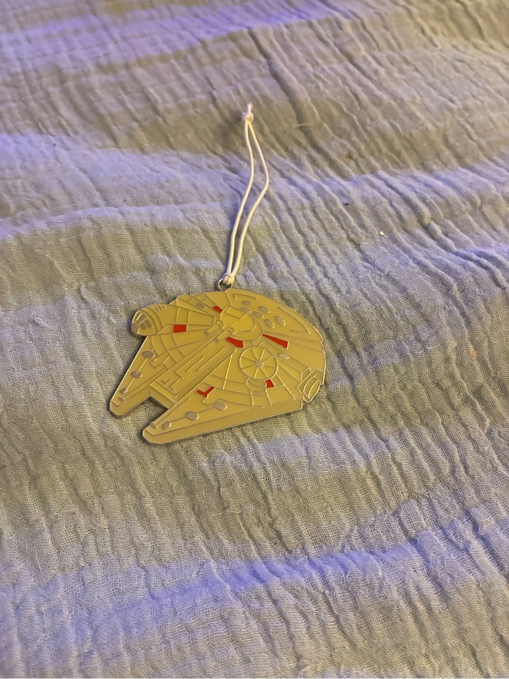 Star Wars Millennium Falcon Metal Ornament - Gold with Red Accents